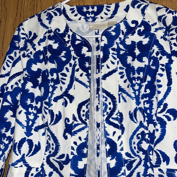Chico’s Women’s Alicia Indigo Ink Open Front Blazer Business Office Casual Sz-S - Picture 3 of 9